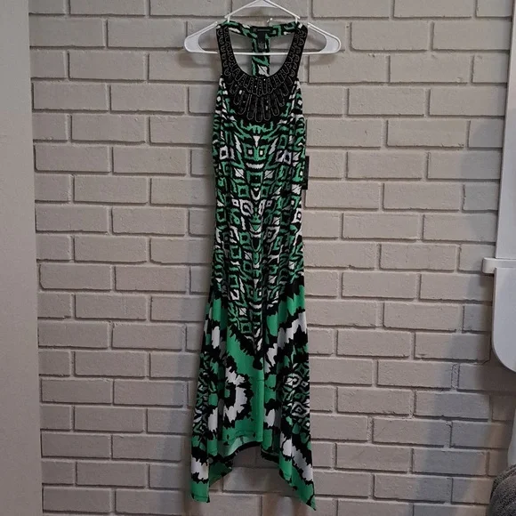 International Concepts Green/Black/White Bead & Gem Formal Dress. Size Small NWT - Picture 9 of 14